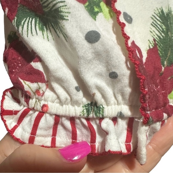 Mud Pie Poinsettia and Striped Gown with head band size 0-3 months Festive - Picture 2 of 6